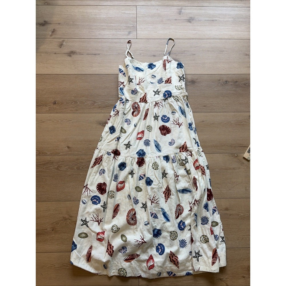 Beach Dress Summer Sundress Cynthia Rowley Women's Size Medium Cream Seashells